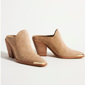 Dolce Vita Anthropology Western Suede Heeled Mules Size 7.5